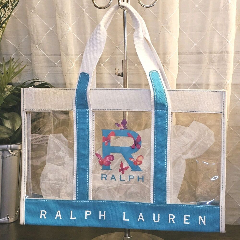 Vtg Y2K Ralph Lauren Butterfly Clear Vinyl Beach Shopping Tote Shoulder Bag NWOT